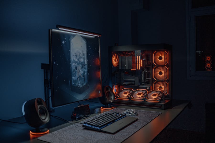 High-performance desktop server hardware with RGB lighting